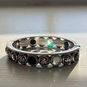 Brighton scrolls silver bangle grey black crystals